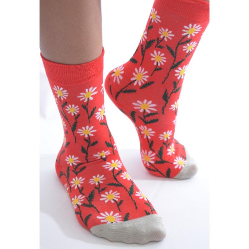 Chaussettes Rouges Marguerites Les Petits Caprices