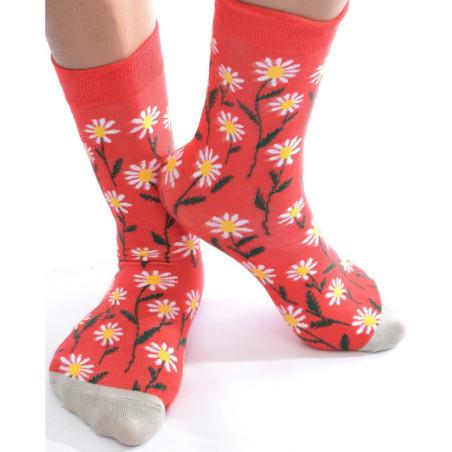 Chaussettes Rouges Marguerites Les Petits Caprices