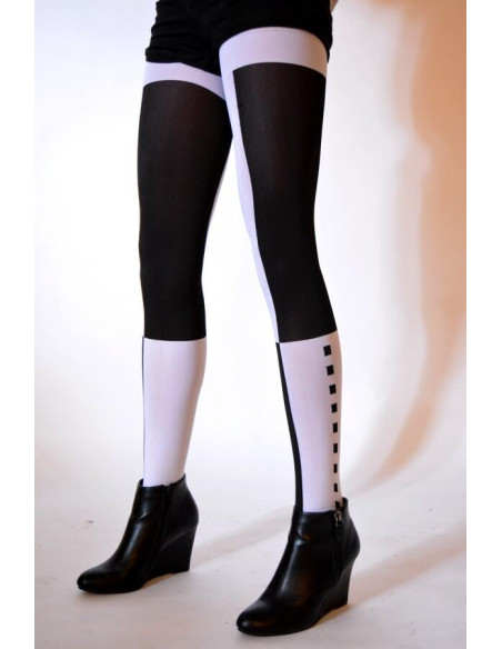 Collant asymétrique blanc Rectangle et cube