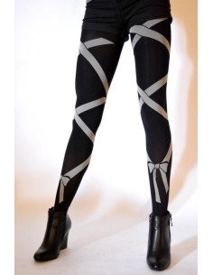 Collant Opaque Laçage Noir Blanc