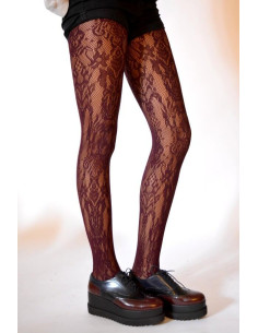 Collant Voila dentelle Bordeau