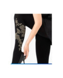 Collant Noir Opaque Joli Bouquet fleurs D'or