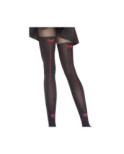 Collant Fiore Effet cuissarde couture et noeud Rouge