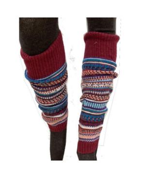 Guêtres Laine Patchwork Ethnique bordeaux