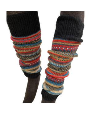  Guêtres Laine Patchwork Ethnique noir