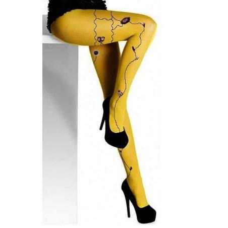 Collant Berthe aux Grands Pieds Ocre Fleuri entier