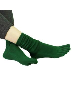 Chaussettes 5 doigts unis vert foncé