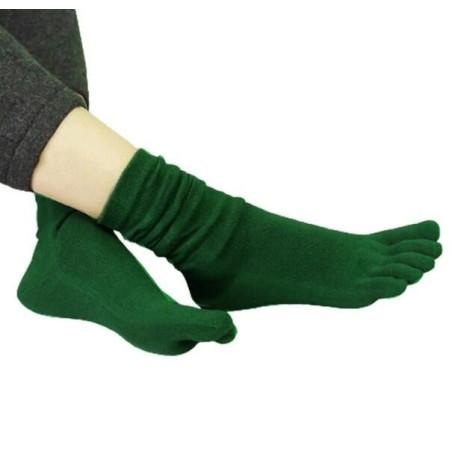 Chaussettes 5 doigts unis vert foncé