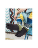 Chaussettes Tabis coton mosaïque pétrole