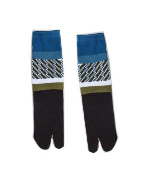 Chaussettes Tabis coton mosaïque pétrole
