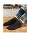 Chaussettes Tabis coton mosaïque pétrole