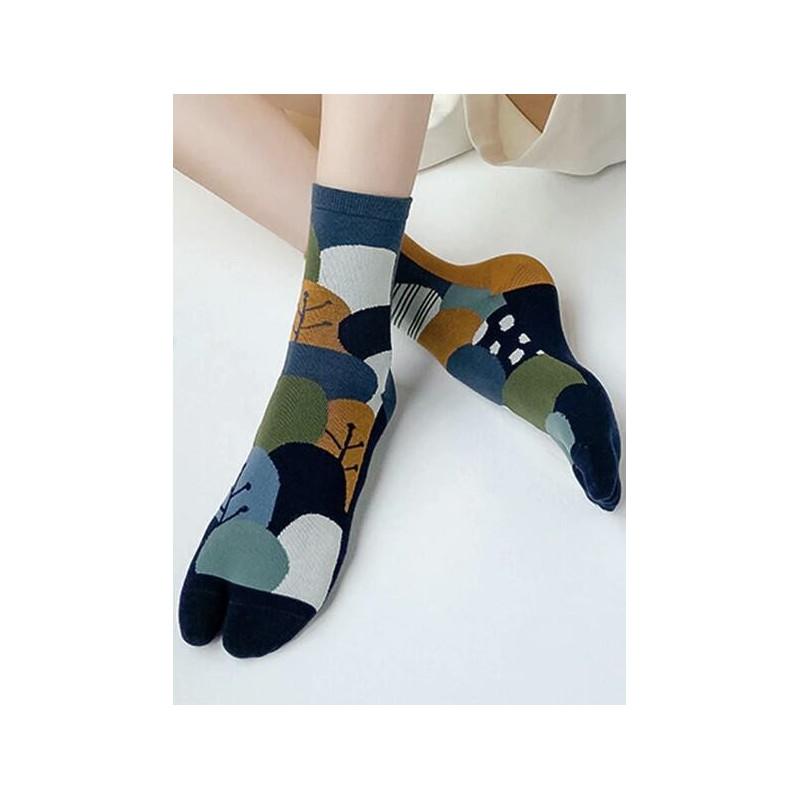 Chaussettes Tabis coton Feuilles psyché pétrole