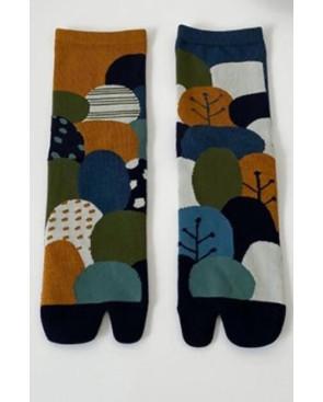 Chaussettes Tabis coton Feuilles psyché pétrole
