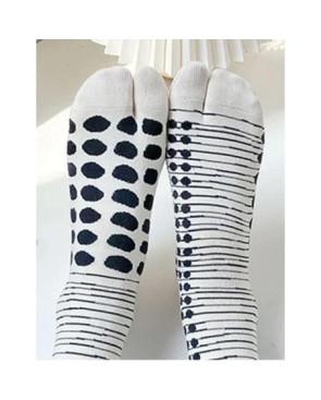 Chaussettes Tabis coton pois et rayures blanches