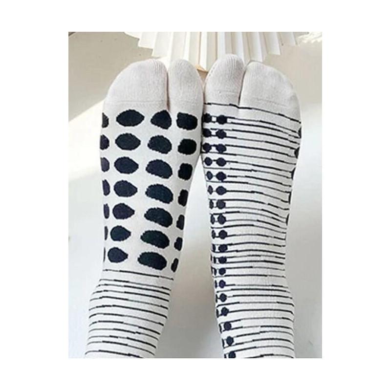 Chaussettes Tabis coton pois et rayures blanches