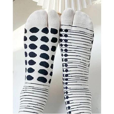 Chaussettes Tabis coton pois et rayures blanches