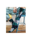 Chaussettes Tabis coton pois et rayures psychédélique pétrole