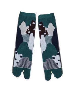 Chaussettes Tabis coton pois et rayures psychédélique pétrole