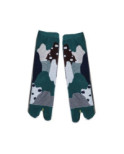 Chaussettes Tabis coton pois et rayures psychédélique pétrole