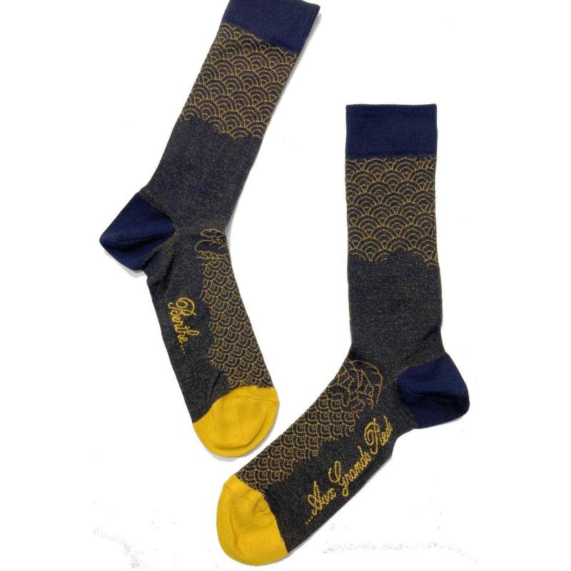Chaussettes Homme Vagues Stylisée Chic marine