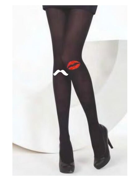 Collant noir bisoux et moustaches 