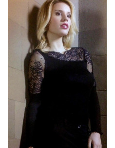 Chemise  laine et soie dentelle asymétrique Moretta