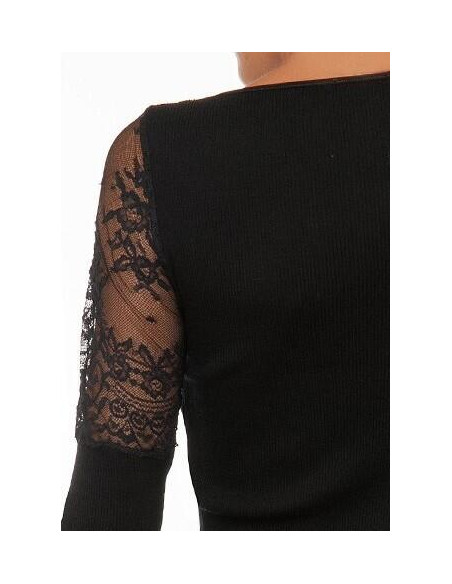 Chemise  laine et soie dentelle asymétrique Moretta dos