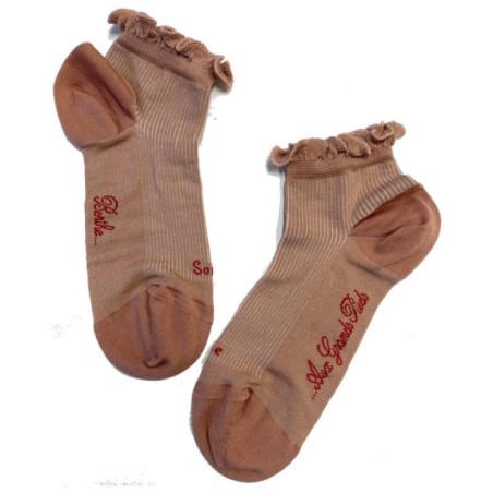 Socquette fines cotes en soie Berthe aux grands Pieds Rose