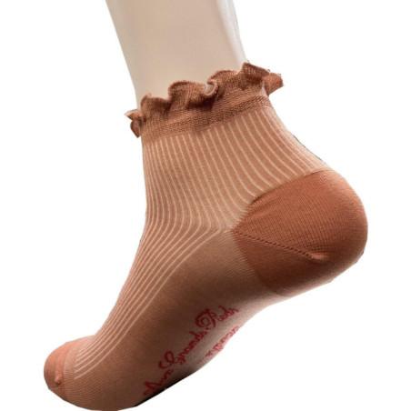 Socquettes  soie rose cotes et Frou Frou Berthe aux grands Pieds