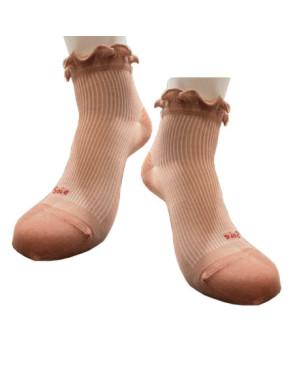 Socquette fines cotes en soie Berthe aux grands Pieds Rose