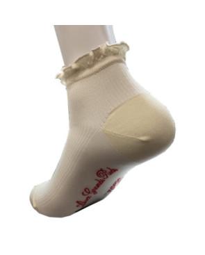 Socquettes  soie ivoire cotes et Frou Frou Berthe aux grands Pieds