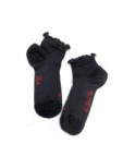 Socquette soie noir  a  cotes et Frou Frou Berthe aux grands Pieds