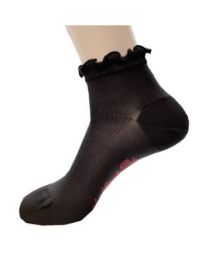 Socquette soie noir  a  cotes et Frou Frou Berthe aux grands Pieds
