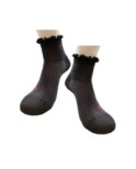 Socquette soie noir  a  cotes et Frou Frou Berthe aux grands Pieds