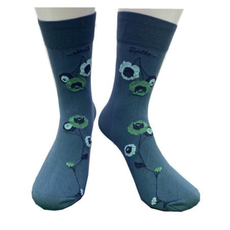 Chaussettes à Fleurs Berthe aux grands Pieds Lycra pétrole