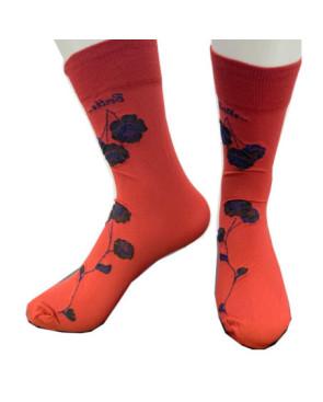 Chaussettes à Fleurs Berthe aux grands Pieds Lycra rouge