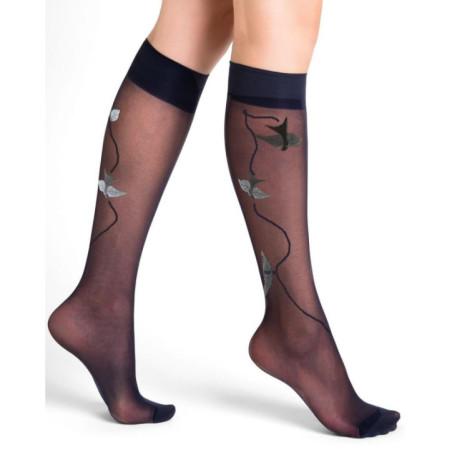 Mi-bas-lycra-marine-Oiseaux-antracithe-gris-Berthe-aux-grands-pieds