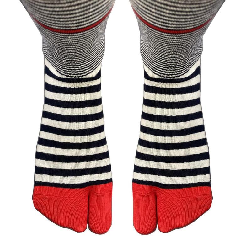 Chaussettes Japonaises Rayures Mariniere BErthe aux grands Pieds