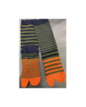 Chaussettes Japonaise Rayures kaki bleus orange Berthe aux grands Pieds