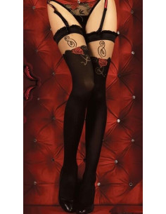 Bas jarretière cuissarde roses 2