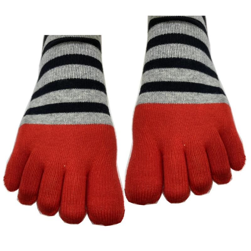 Chaussettes 5 doigts multi rayures noires grises