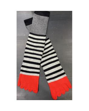 Chaussettes 5 doigts multi rayures noires grises