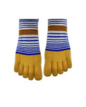 Chaussettes 5 doigts moutarde Multi rayures Bleues