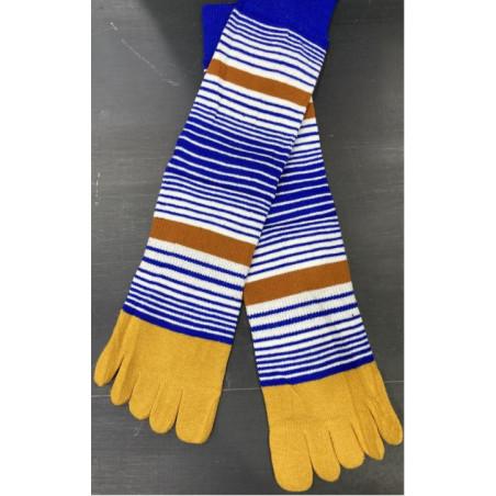 Chaussettes 5 doigts moutarde Multi rayures Bleues