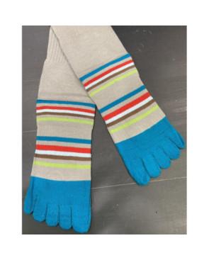 chaussettes-5-doigts-multi-rayures-gris-turquoise-coton-les-petits-caprices