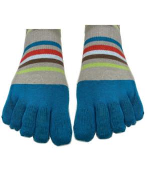 Chaussettes 5 doigts multi rayures gris turquoise