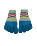 Chaussettes 5 doigts multi rayures gris turquoise