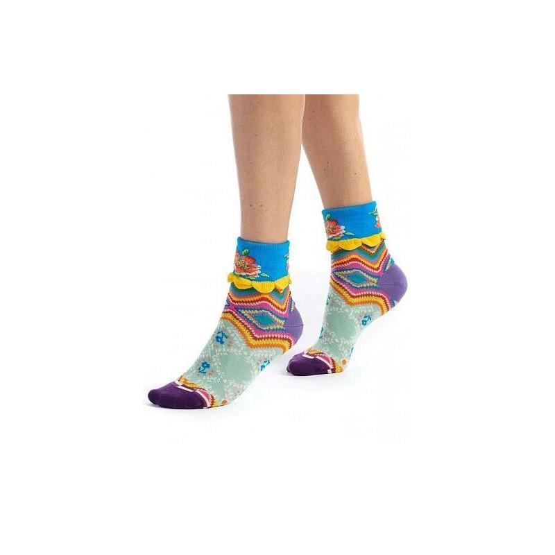 Chaussettes Revers Dub et Drino Aesthetic turquoise Fleuri