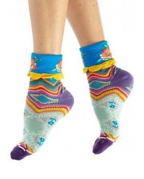  chaussette-revers-dub-et-drino-drin611-aesthetic-turquoise-fleuri-profil