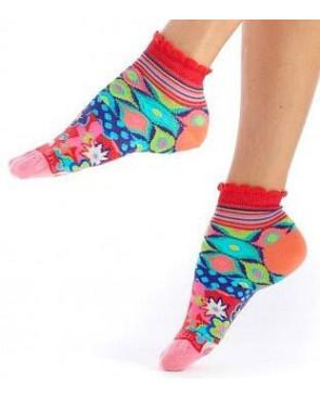  ASSORTIMENT-socquette-dub-et-drino-coton-drin605-attractif-patchwork-fleuri-détail-rouge